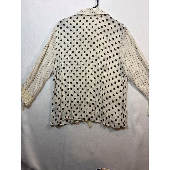 Vintage Jaipur XL Polka Dot Button-Up Blouse With Lace Trim - Picture 12 of 12